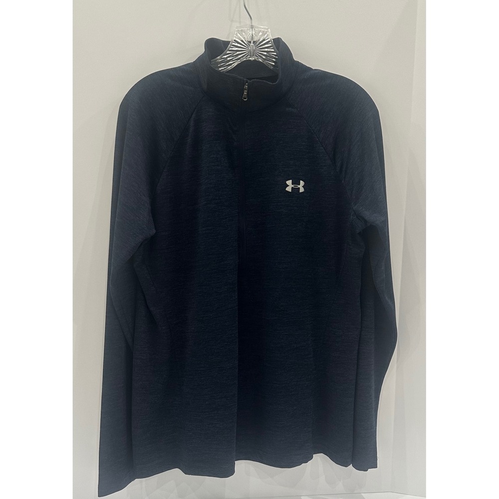 Under Armour HeatGear Tech 1/4 Zip Pullover Navy Blue Space Dye Womens XL